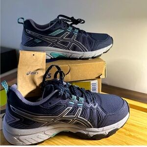 BRAND NEW ASICS Gel Venture 7 Black Silver Size 6